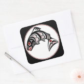 Noordwestkust van de Stille Oceaan Haida art Salmo Vierkante Sticker (Envelop)