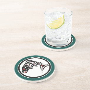 Noordwestkust van de Stille Oceaan Haida art Salmo Zandsteen Onderzetter