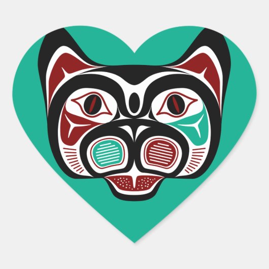 Noordwestkust van de Stille Oceaan Haida Kat Hart Sticker (Voorkant)