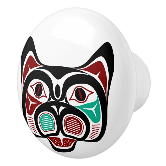 Noordwestkust van de Stille Oceaan Haida Kat Keramische Knop (Rechts)