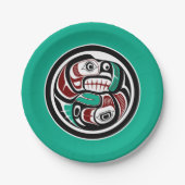 Noordwestkust van de Stille Oceaan Otter die zalm  Papieren Bordje (Voorkant)