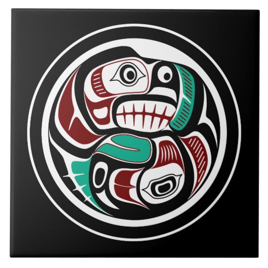 Noordwestkust van de Stille Oceaan Otter die zalm  Tegeltje (Voorkant)