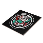 Noordwestkust van de Stille Oceaan Otter die zalm  Tegeltje (Zijkant)