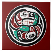 Noordwestkust van de Stille Oceaan Otter die zalm  Tegeltje (Voorkant)