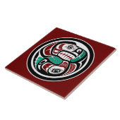 Noordwestkust van de Stille Oceaan Otter die zalm  Tegeltje (Zijkant)