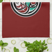 Noordwestkust van de Stille Oceaan Otter die zalm  Theedoek (Gevouwen)