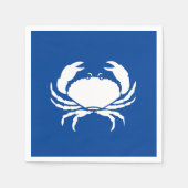 Noordzeekrabblauw wit kustpapier servetten (Voorkant)