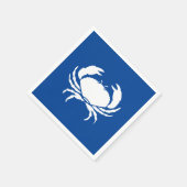 Noordzeekrabblauw wit kustpapier servetten (Hoek)
