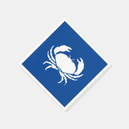 Noordzeekrabblauw wit kustpapier servetten (Hoek)