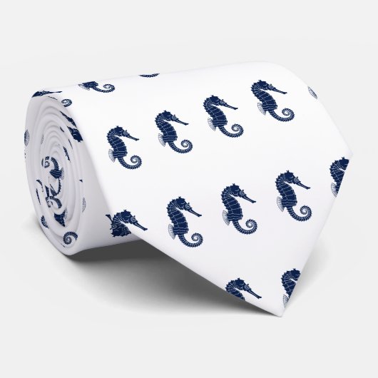 Noordzeepaardzeemacht op wit stropdas (Opgerold)