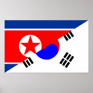 noordzuidelijk korea - symbool van de halve vlag poster