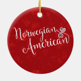 Noors Amerikaans hartenvlaggen Vakantiedagen Keramisch Ornament