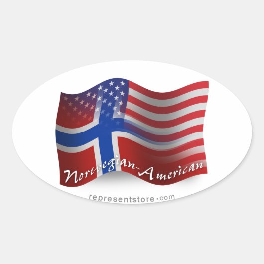 Noors-Amerikaanse golfvlag Ovale Sticker (Voorkant)