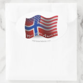 Noors-Amerikaanse golfvlag Ovale Sticker (Tas)