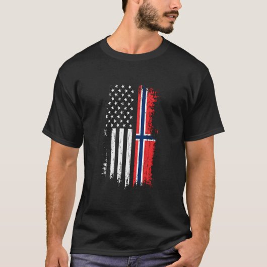 Noors-Amerikaanse Vlag Pride Noorwegen VS T-shirt (Voorkant)