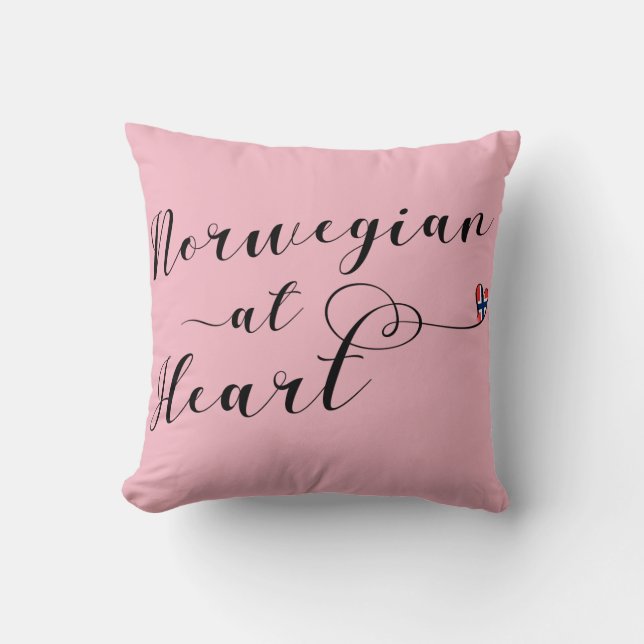 Noors bij Heart Throw Cushion, Noorwegen Kussen (Voorkant)