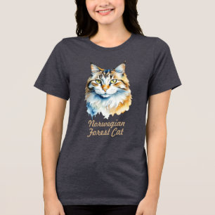 Noors Bos Kat Waterverf Portret Tri-Blend Shirt
