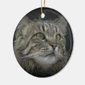 Noors bos kattenportret keramisch ornament (Links)
