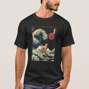 Noors Buhund Japans Kanagawa Wave Surf Dog T-shirt