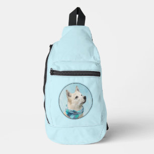 Noors Buhund Schilderij Wheaten Originele Hond Kun Sling Bag