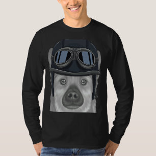 Noors Buhund Wearing Motorcycle Helmet T-shirt