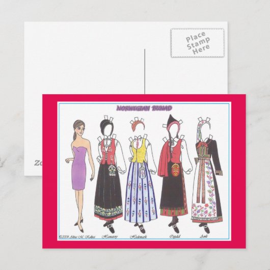 Noors Bunad IV-Briefkaart voor dolfijnen Briefkaart (Voorkant / Achterkant)