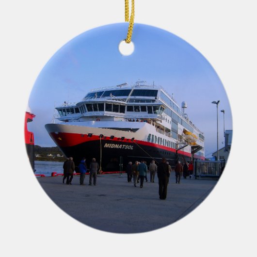 Noors cruiseschip keramisch ornament (Voorkant)