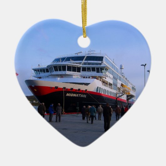 Noors cruiseschip keramisch ornament (Voorkant)