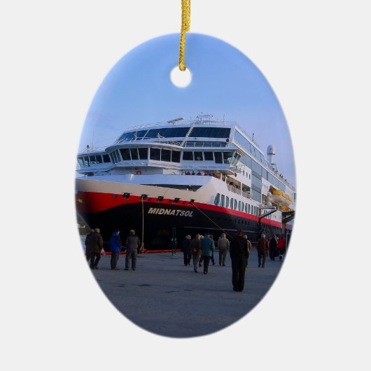 Noors cruiseschip keramisch ornament (Voorkant)