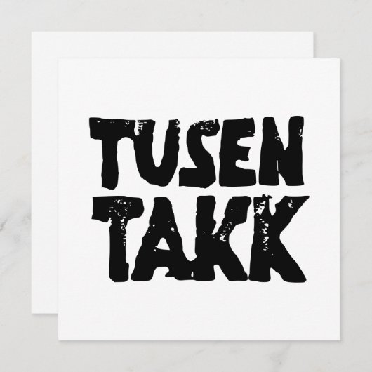 Noors "Dank u" Zwart-wit Lino Cut Bedankkaart (Voorkant / Achterkant)