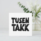 Noors "Dank u" Zwart-wit Lino Cut Bedankkaart (Staand voorkant)