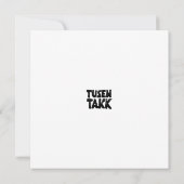 Noors "Dank u" Zwart-wit Lino Cut Bedankkaart (Achterkant)