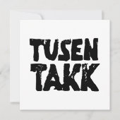 Noors "Dank u" Zwart-wit Lino Cut Bedankkaart (Voorkant)