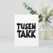 Noors "Dank u" Zwart-wit Lino Cut Briefkaart (Staand voorkant)