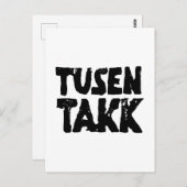 Noors "Dank u" Zwart-wit Lino Cut Briefkaart (Voorkant / Achterkant)