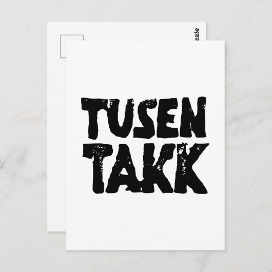 Noors "Dank u" Zwart-wit Lino Cut Briefkaart (Voorkant / Achterkant)