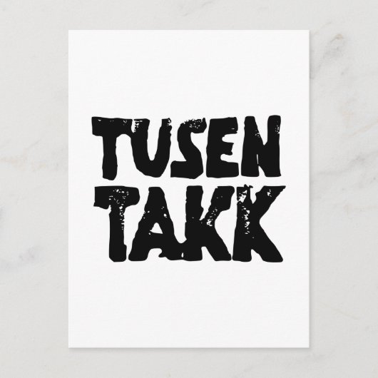 Noors "Dank u" Zwart-wit Lino Cut Briefkaart (Voorkant)