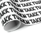 Noors "Dank u" Zwart-wit Lino Cut Cadeaupapier (Rol Hoek)