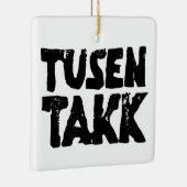 Noors "Dank u" Zwart-wit Lino Cut Keramisch Ornament (Rechts)