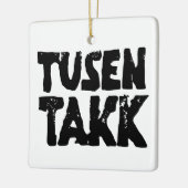 Noors "Dank u" Zwart-wit Lino Cut Keramisch Ornament (Links)