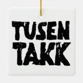 Noors "Dank u" Zwart-wit Lino Cut Keramisch Ornament (Achterkant)