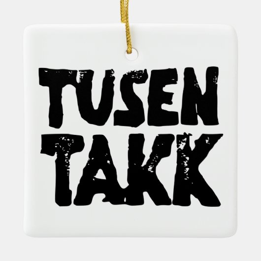 Noors "Dank u" Zwart-wit Lino Cut Keramisch Ornament (Voorkant)