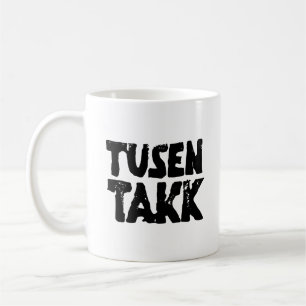 Noors "Dank u" Zwart-wit Lino Cut Koffiemok