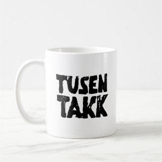 Noors "Dank u" Zwart-wit Lino Cut Koffiemok