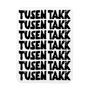 Noors "Dank u" Zwart-wit Lino Cut Magneet