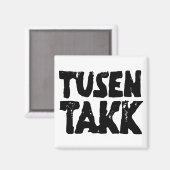 Noors "Dank u" Zwart-wit Lino Cut Magneet (Voorkant / Achterkant)