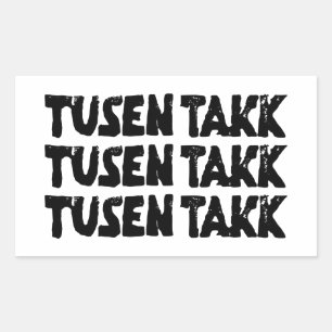 Noors "Dank u" Zwart-wit Lino Cut Rechthoekige Sticker