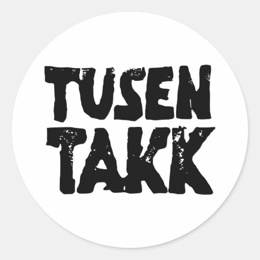 Noors "Dank u" Zwart-wit Lino Cut Ronde Sticker (Voorkant)