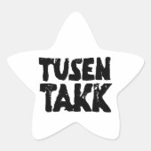 Noors "Dank u" Zwart-wit Lino Cut Ster Sticker (Voorkant)