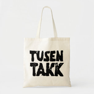 Noors "Dank u" Zwart-wit Lino Cut Tote Bag